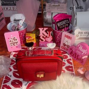 Red Crossbody Bag with Gold Accents & Guitar strap!